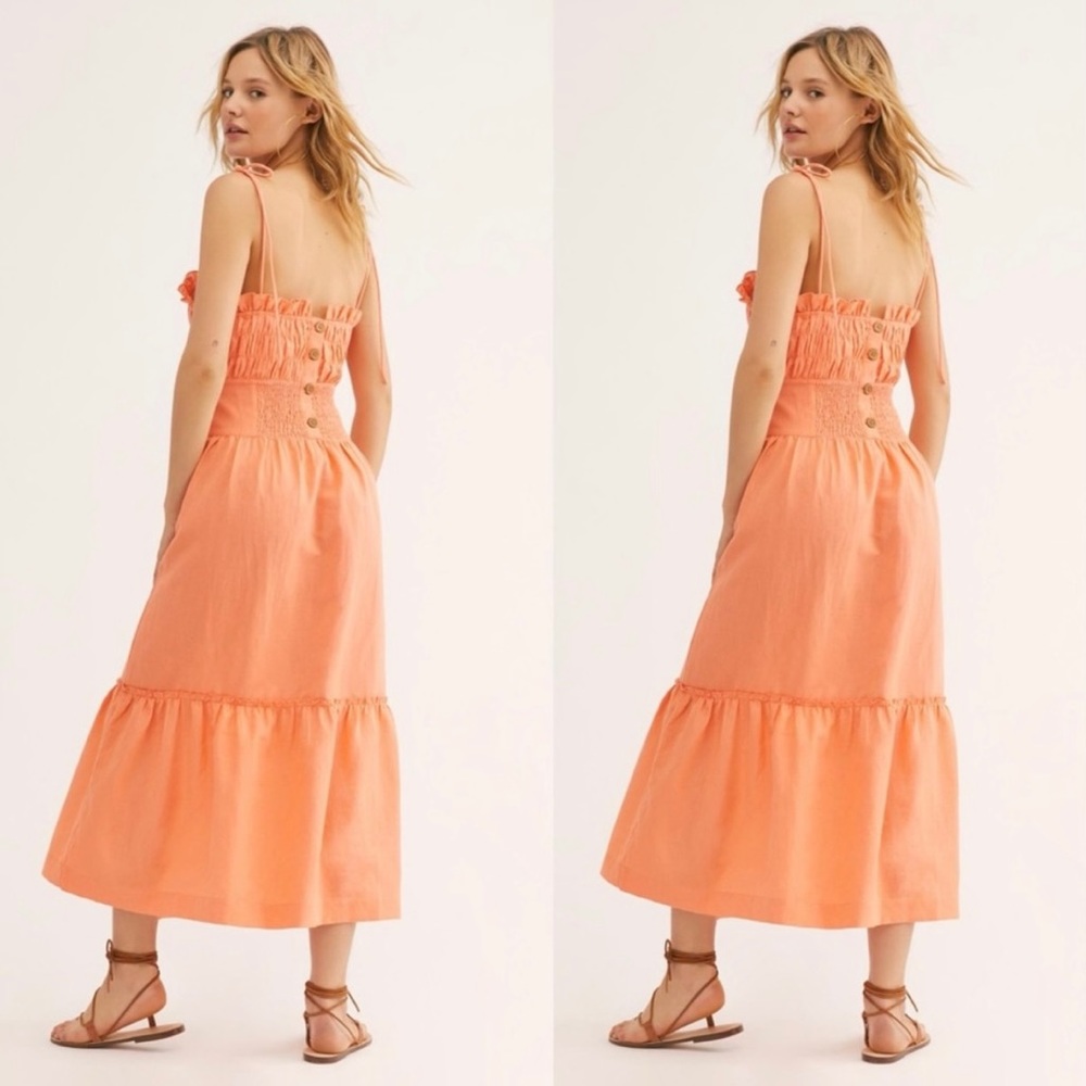 Free People Orange Linen Dress - Picture 3 of 12